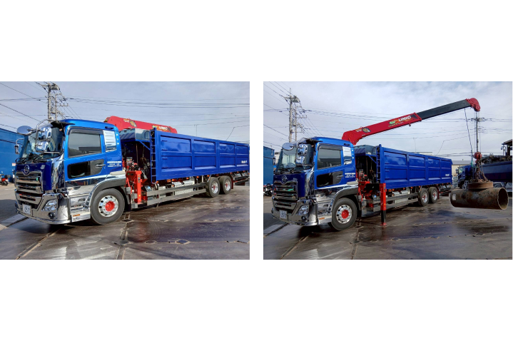 画像：15tユニック車・磁石付き