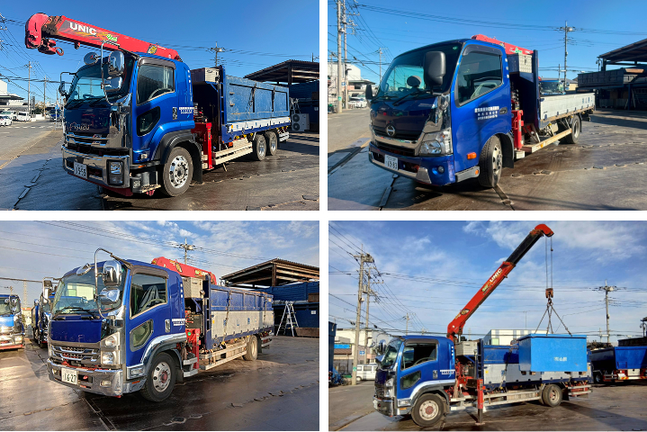 画像：ユニック車（10t、7t、3t）
